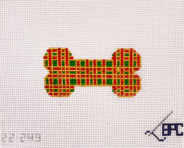 22-249 Red/Green/Gold Plaid dog bone