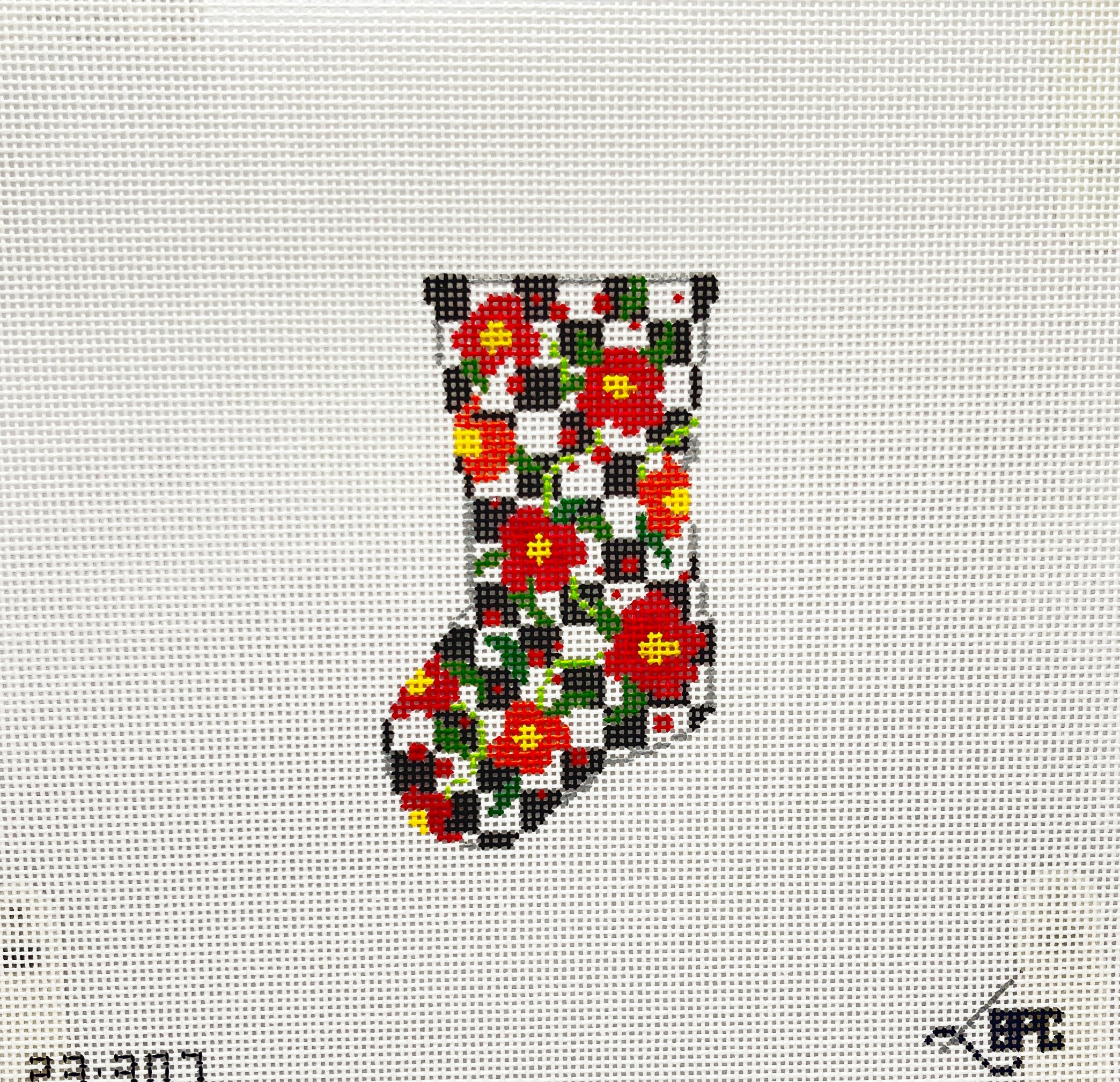 23-307 Micro Floral stocking – Blueberry Point Needlepoint