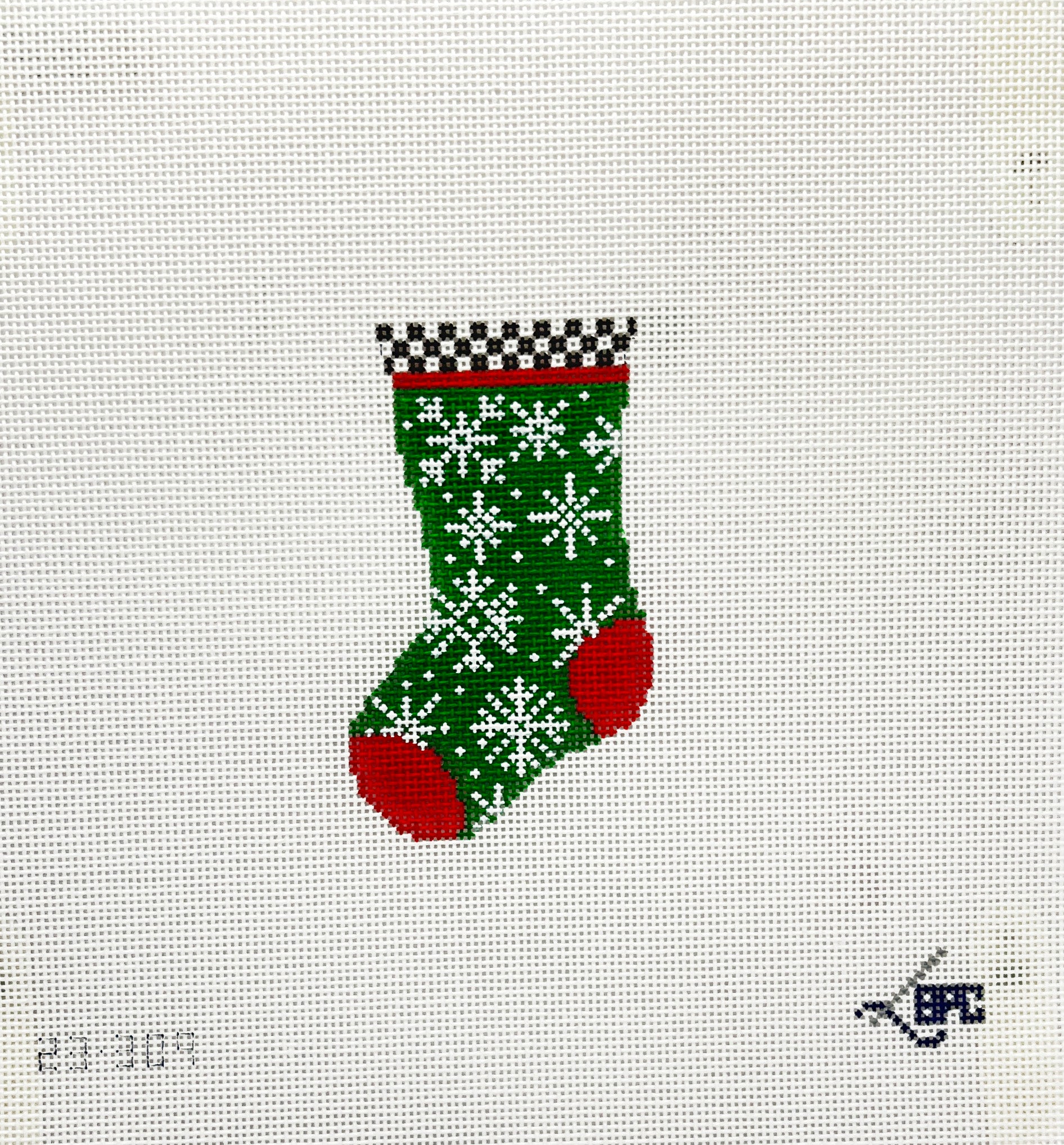 23-309 Micro snowflake stocking – Blueberry Point Needlepoint