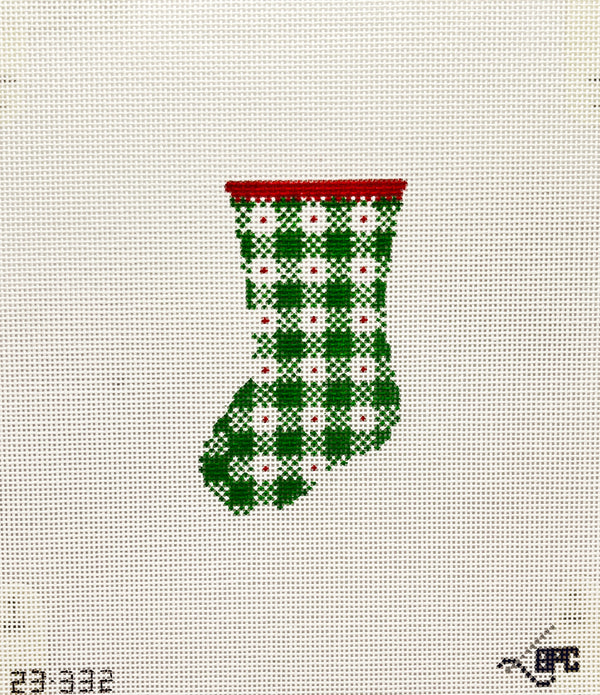 23-332 Micro Green gingham stocking