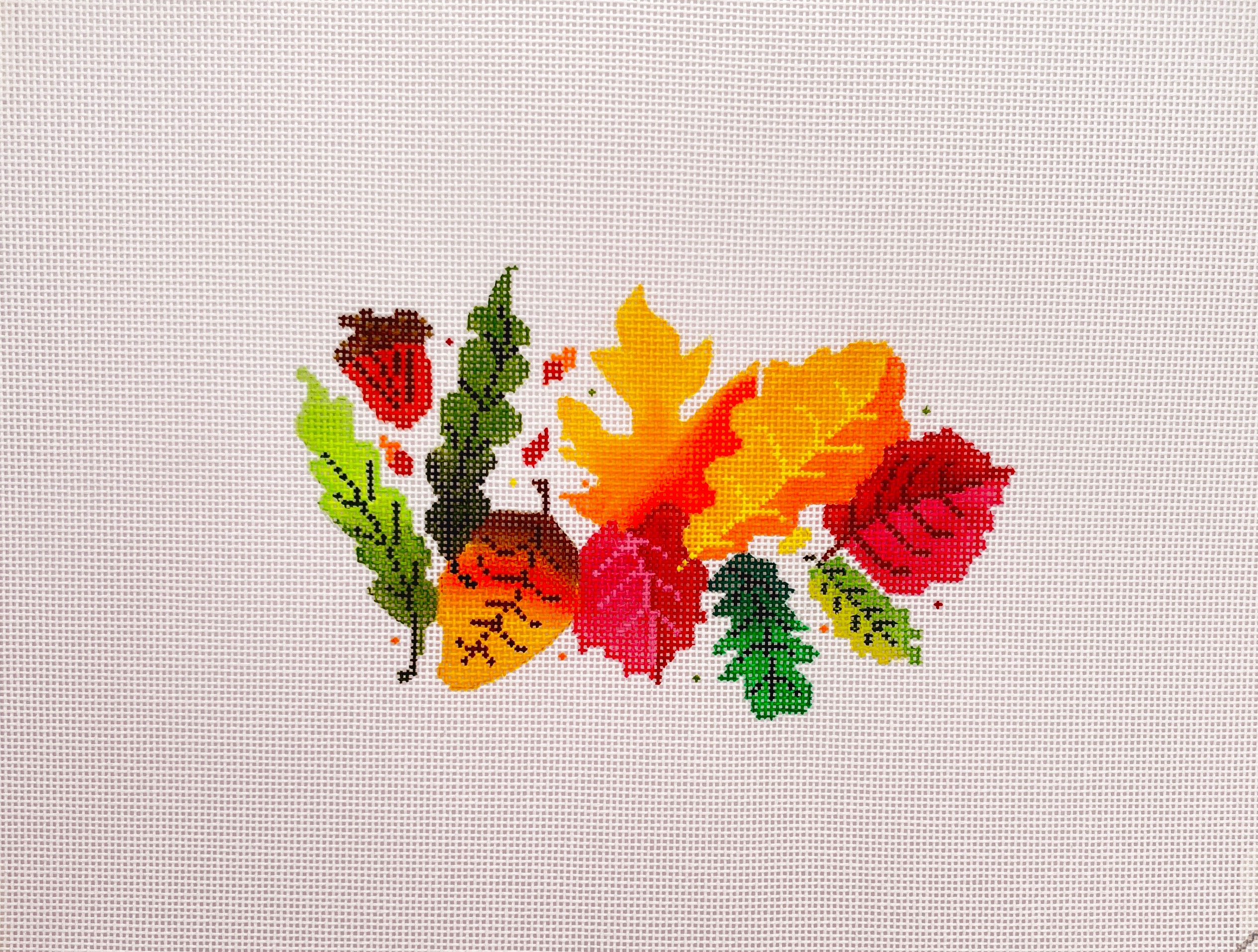 Fall Needlepoint 24-356 Fall leaves attachment – Blueberry Point Needlepoint