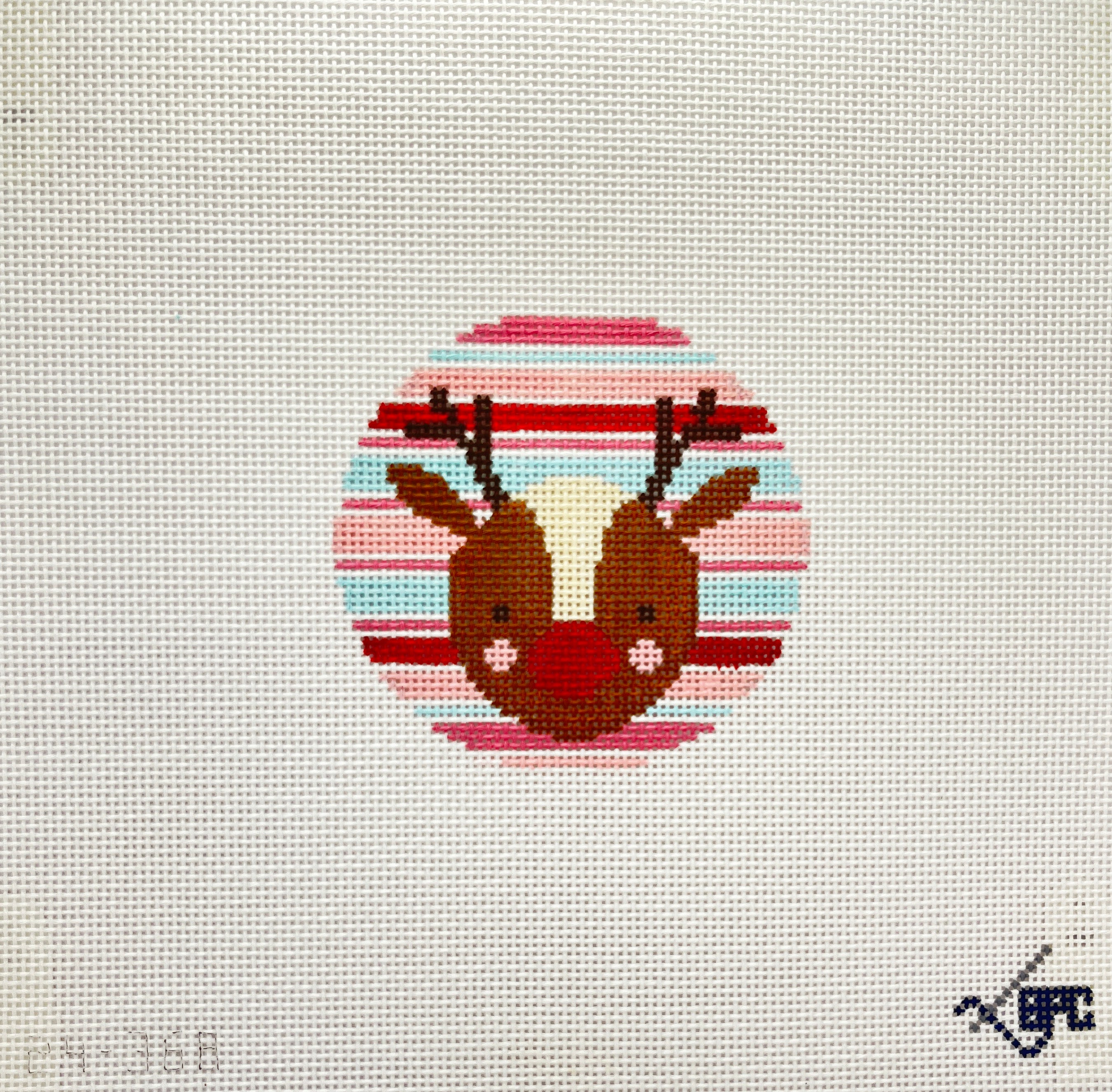 24-368 Reindeer with Stripes – Blueberry Point Needlepoint